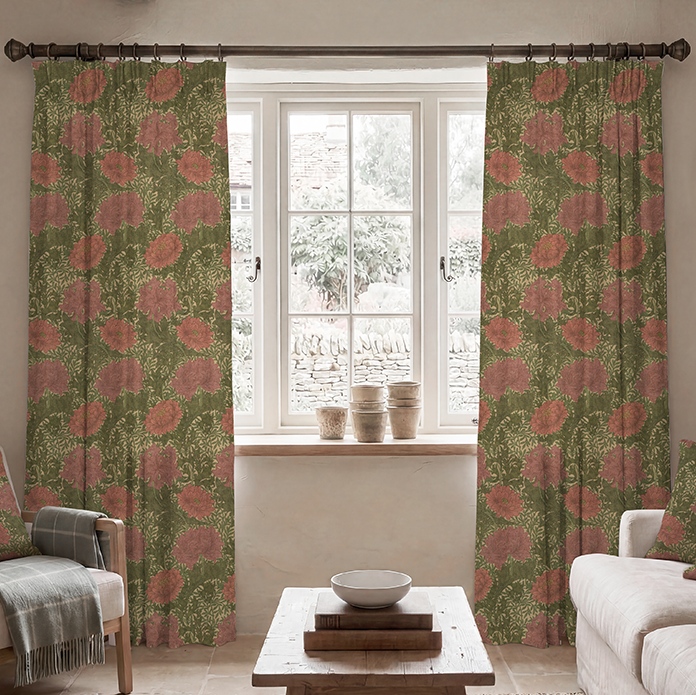 William Morris Chrysanthemum Made To Measure Curtains Pink