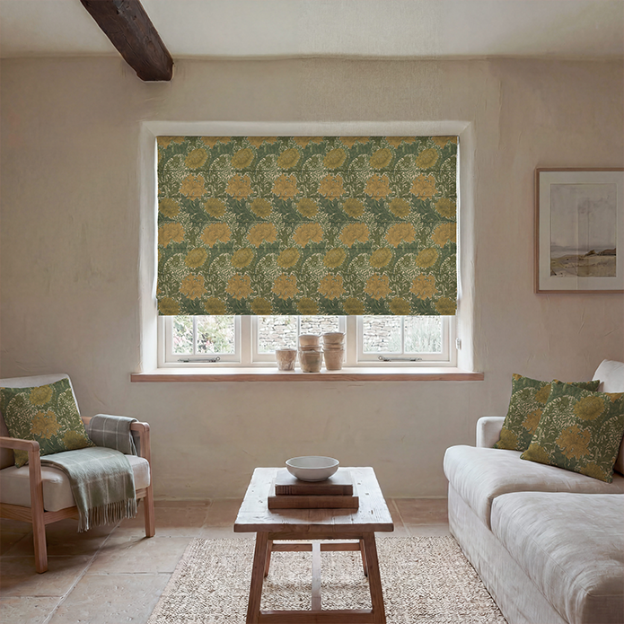 William Morris Chrysanthemum Made To Measure Roman Blind Ochre