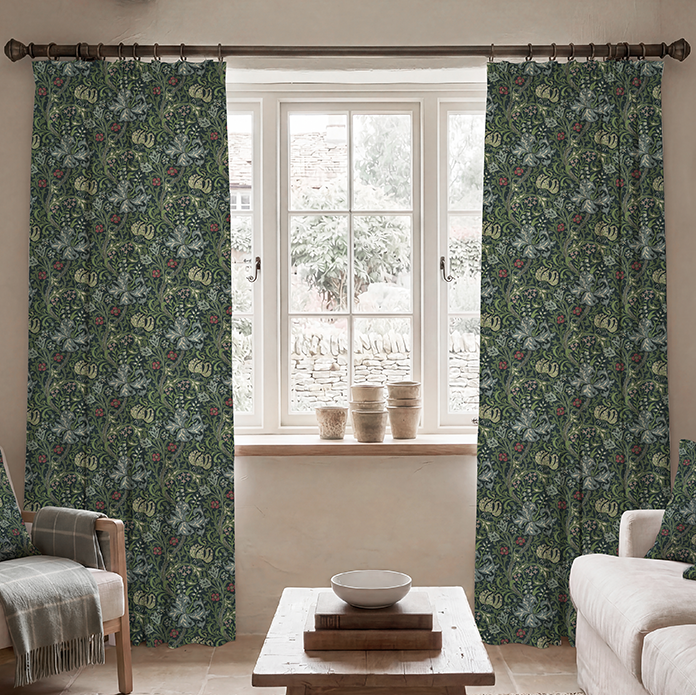 William Morris Golden Lily Made To Measure Curtains Blue