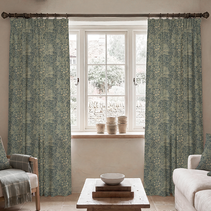 William Morris Marigold Made To Measure Curtains Blue