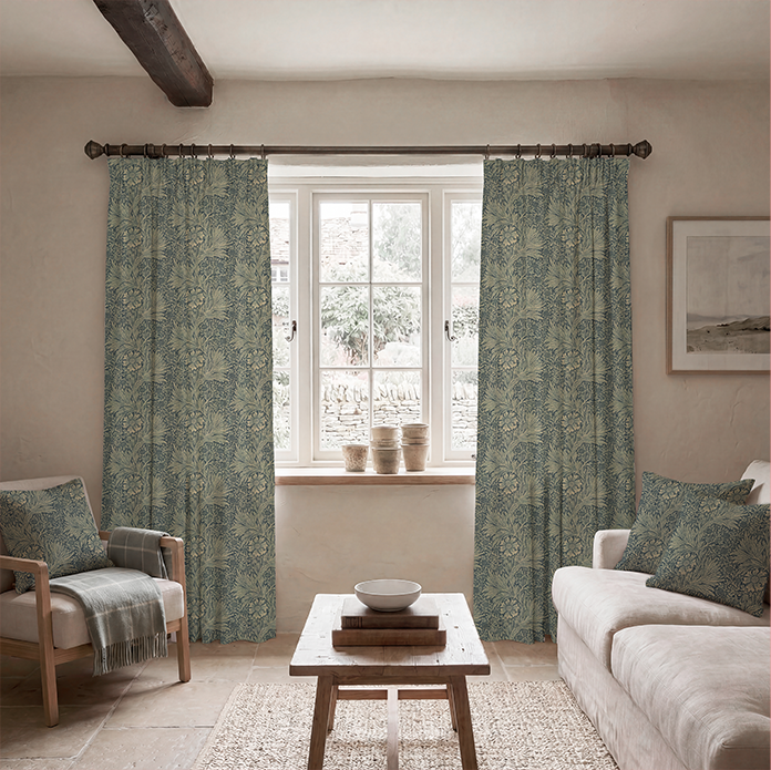 William Morris Marigold Made To Measure Curtains Blue