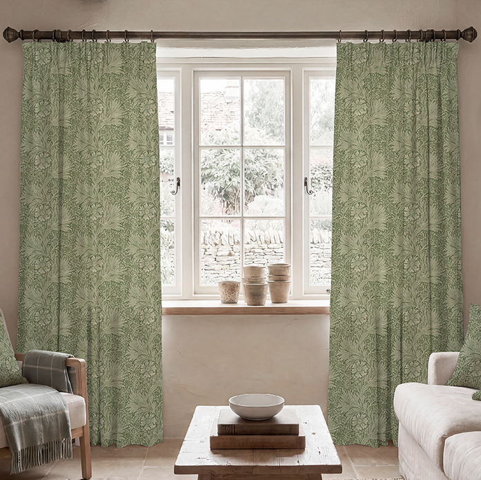 William Morris Marigold Made To Measure Curtains Green