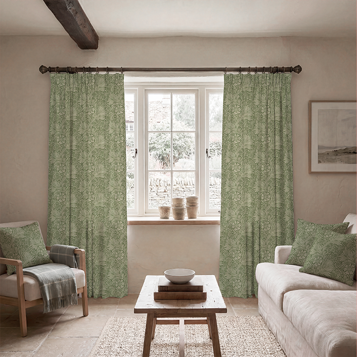 William Morris Marigold Fabric Green