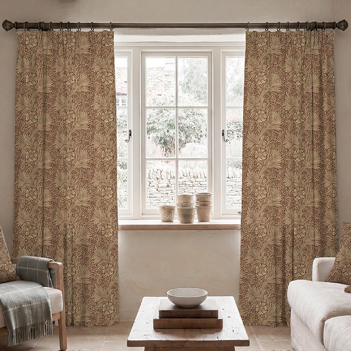William Morris Marigold Made To Measure Curtains Red