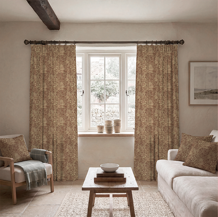 William Morris Marigold Made To Measure Curtains Red