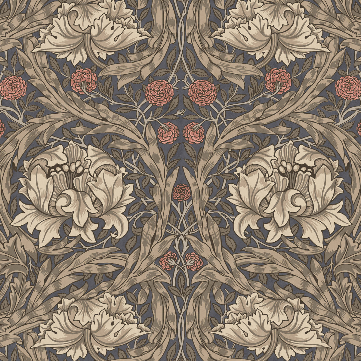 William Morris African Marigold Blackout Made To Measure Roller Blind Walnut