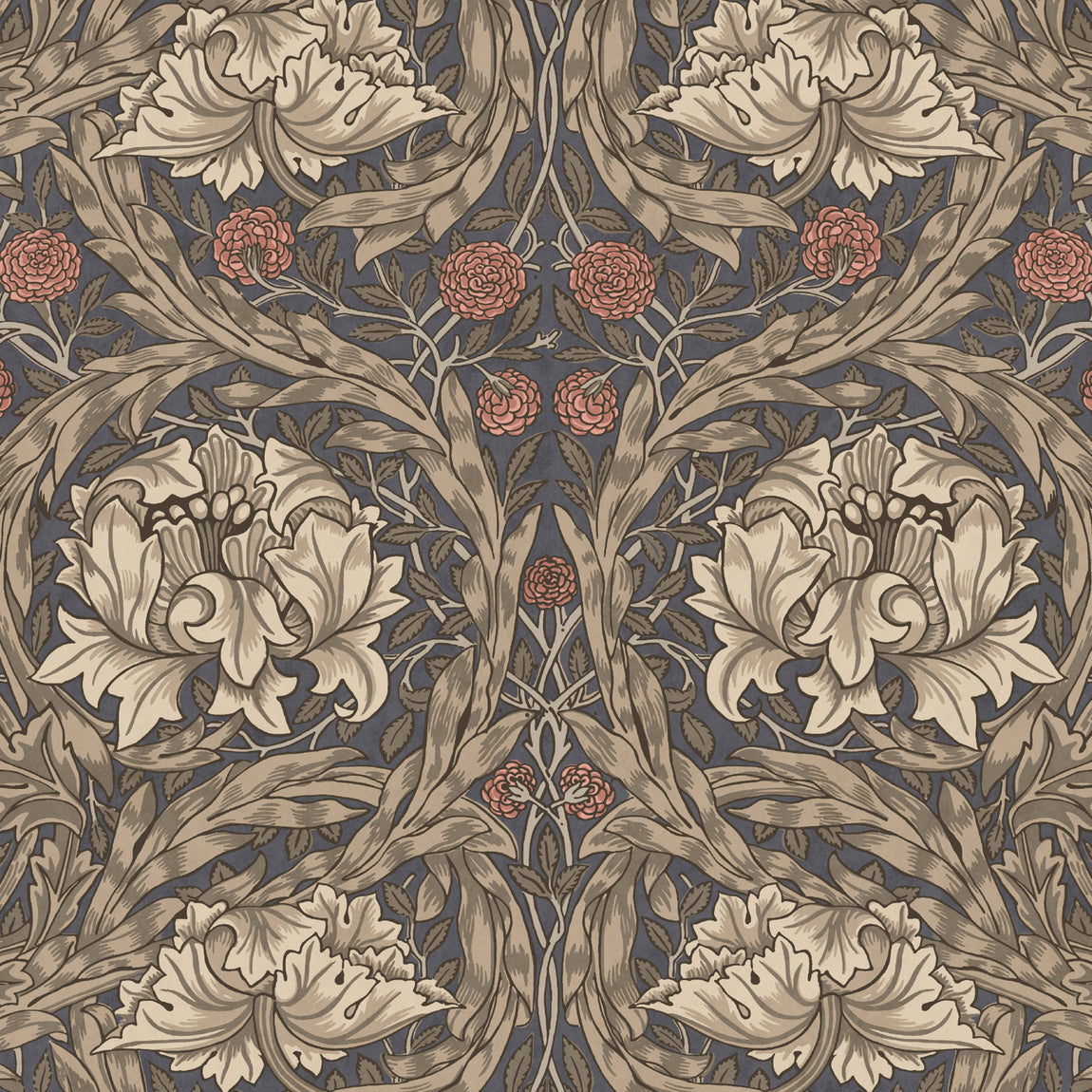 William Morris African Marigold Blackout Made To Measure Roller Blind Walnut