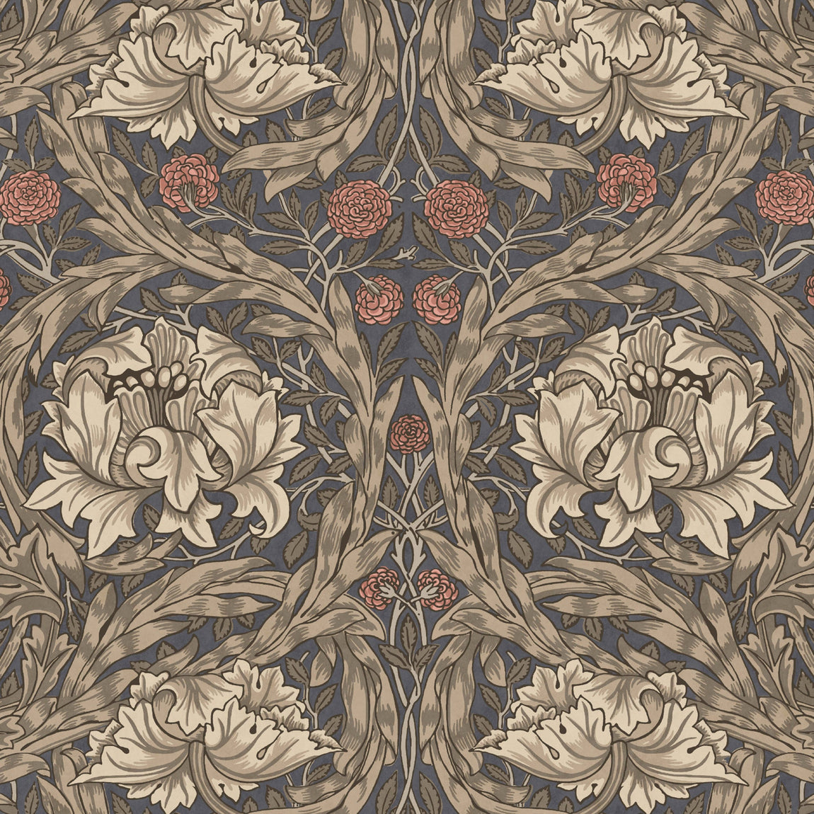 William Morris African Marigold Translucent Made To Measure Roller Blind Walnut