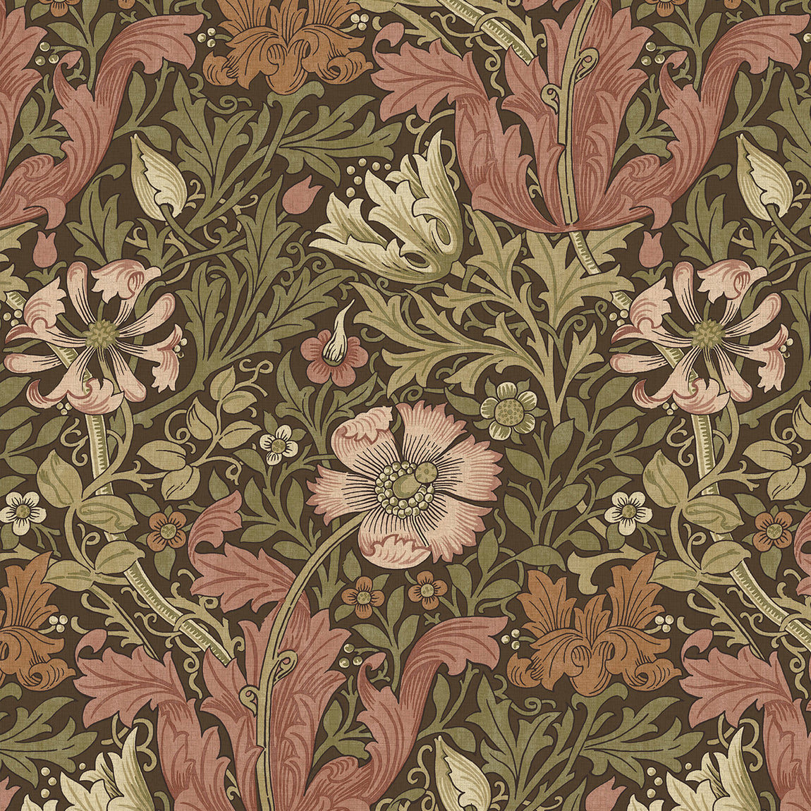 William Morris Compton Blackout Made To Measure Roller Blind Brick