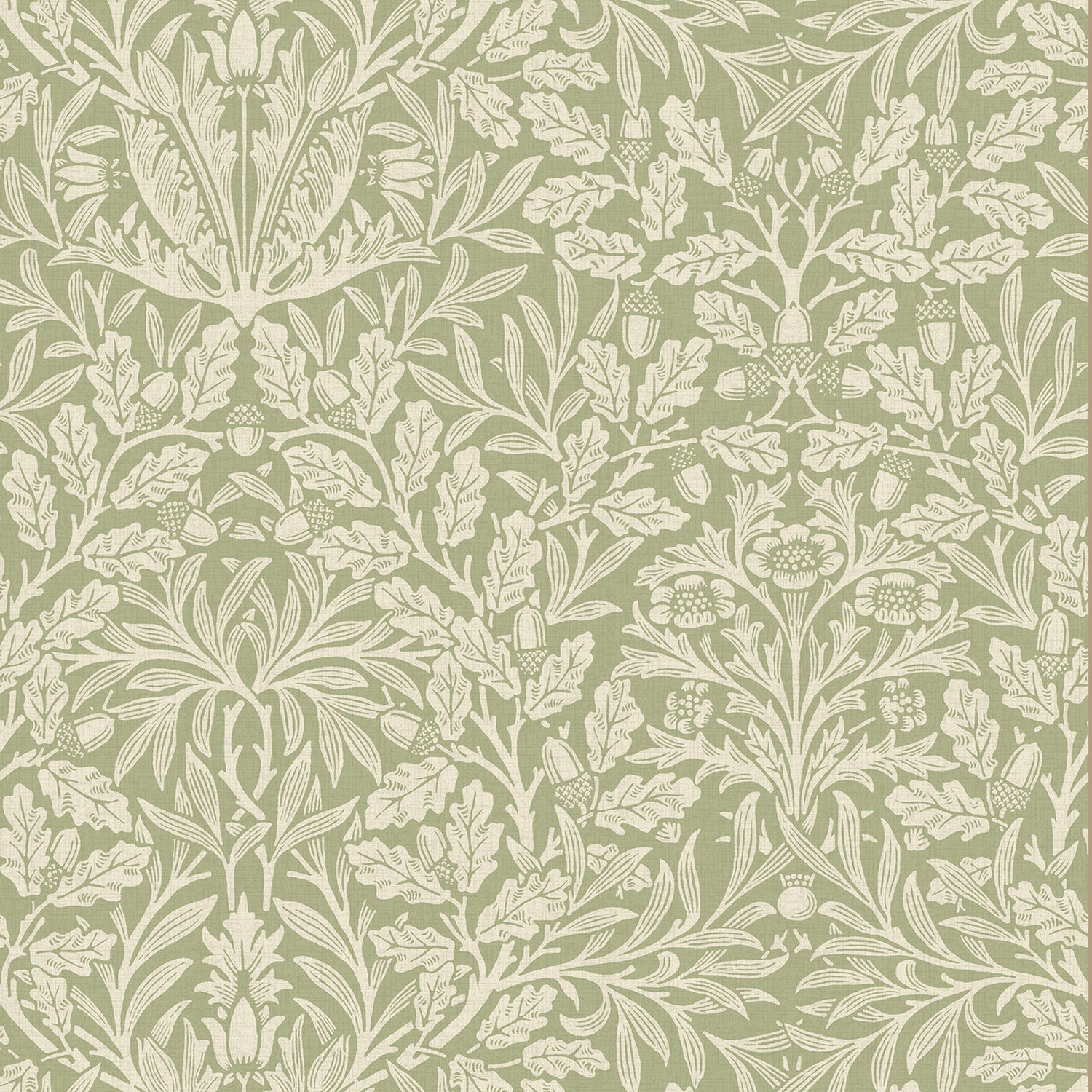 William Morris Acorn Blackout Made To Measure Roller Blind Lichen