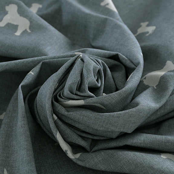 ANTE DECOR Woof Printed Cotton Made To Measure Curtains Blue