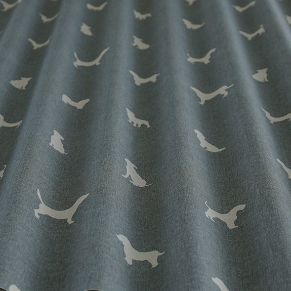 ANTE DECOR Woof Printed Cotton Made To Measure Curtains Blue