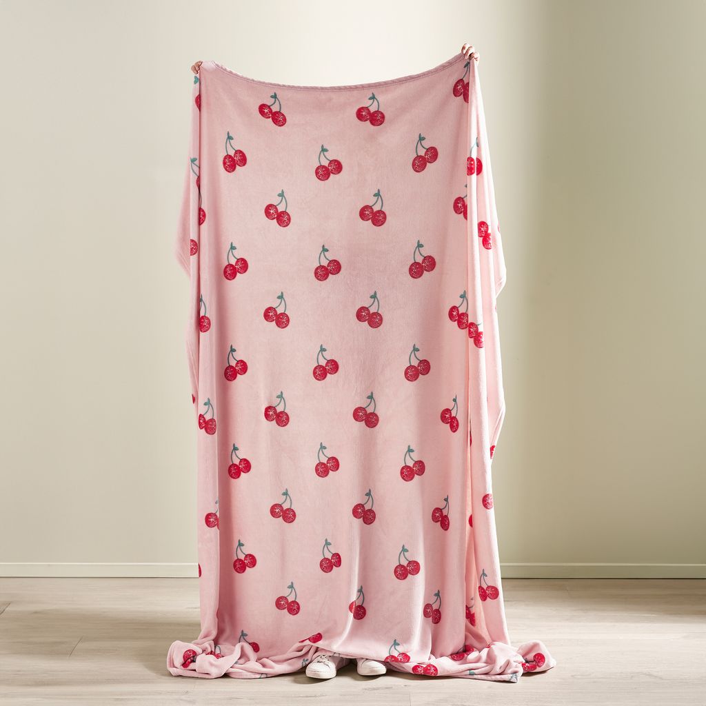 Catherine Lansfield Disco Cherries 200cm x 240cm Bedspread Pink