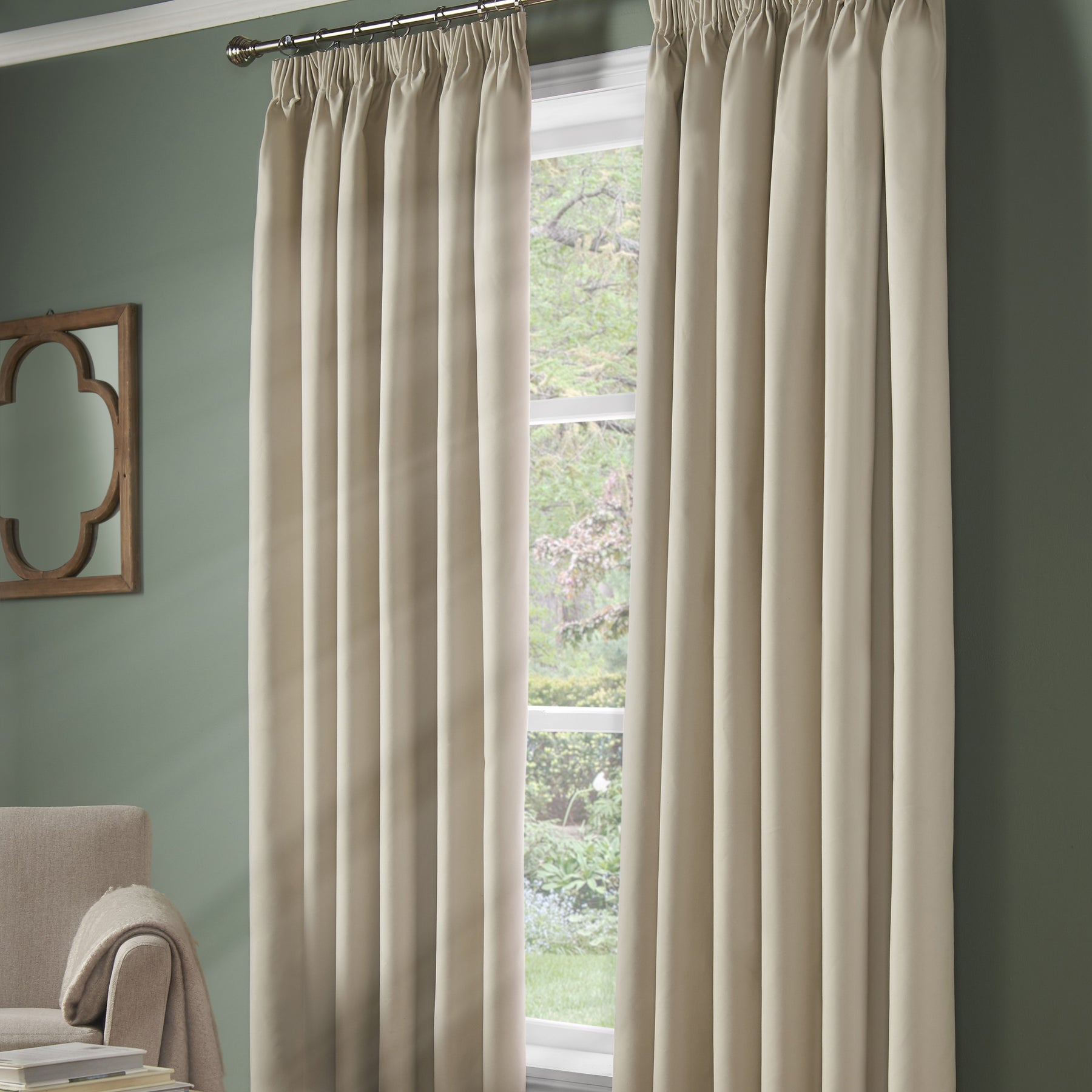 100% Blackout Ready Made Blackout Curtains Cream