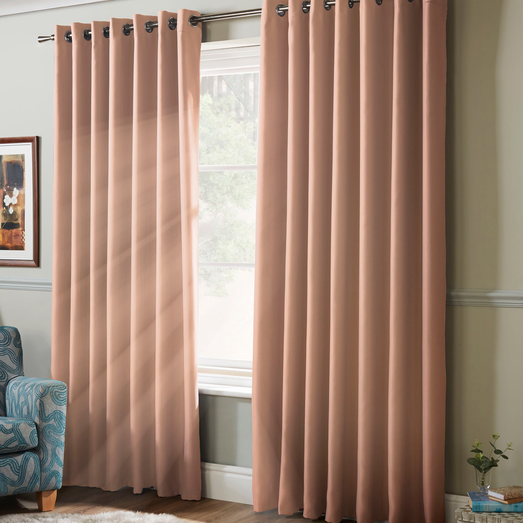 100% Blackout Ready Made Eyelet Blackout Curtains Pink