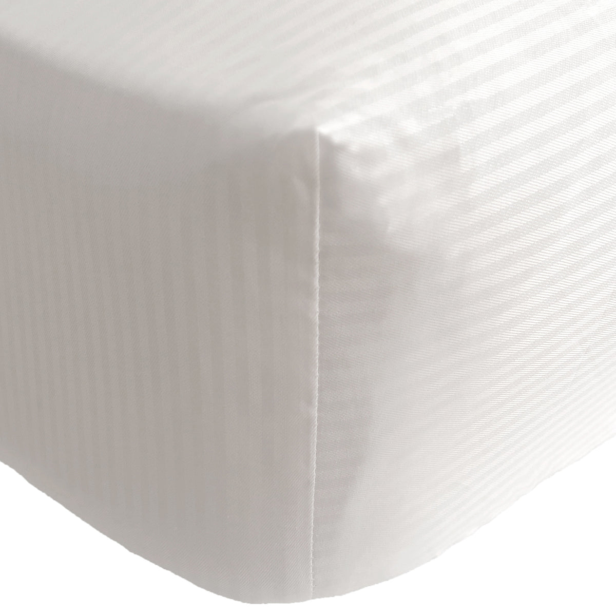 Catherine Lansfield 300 Thread Count Satin Stripe Fitted Sheet Double White