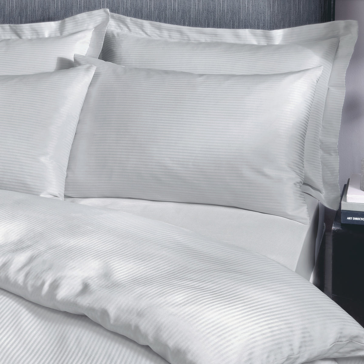 Catherine Lansfield 300 Thread Count Satin Stripe Pillowcase Oxford Grey