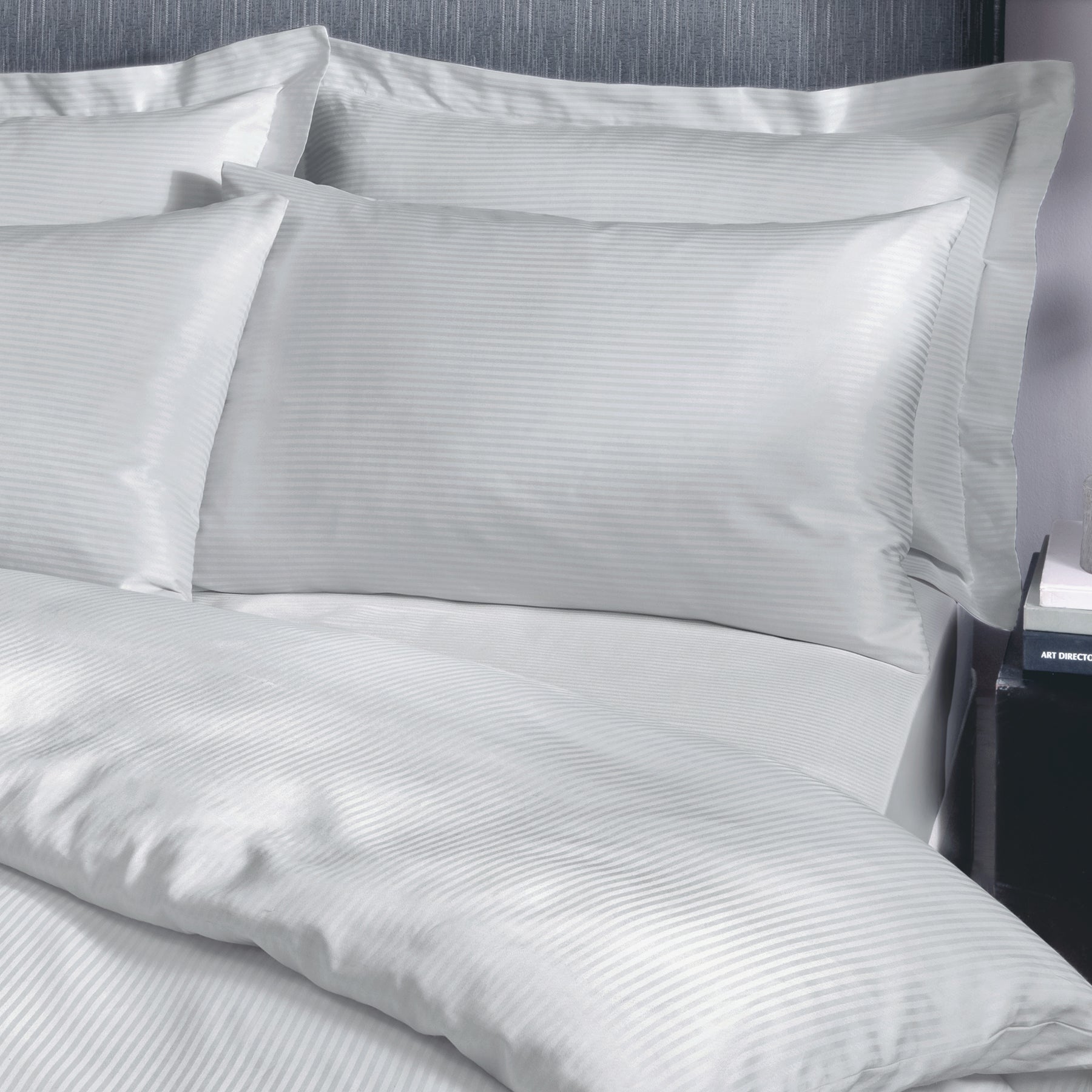 Catherine Lansfield 300 Thread Count Satin Stripe Pillowcase Oxford Grey