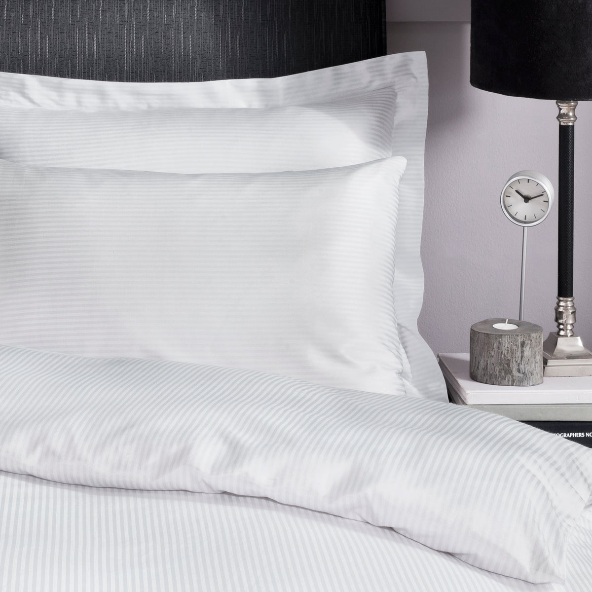 Catherine Lansfield 300 Thread Count Satin Stripe Pillowcase Oxford White