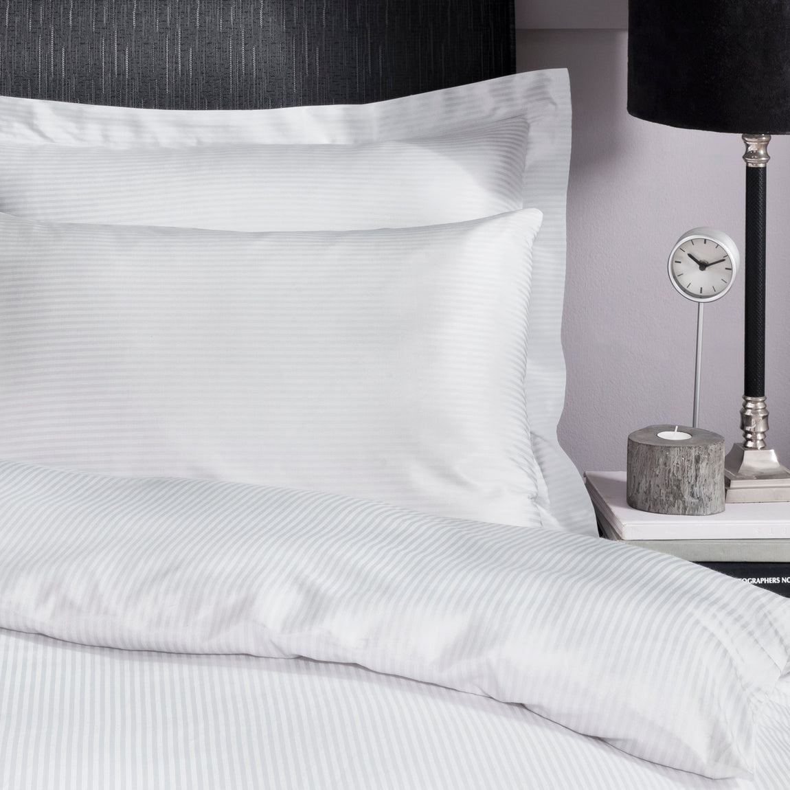 Catherine Lansfield 300 Thread Count Satin Stripe Pillowcase Oxford White