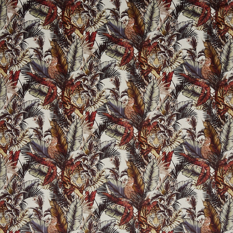 Prestigious Textiles Bengal Tiger Digitally Printed Velvet Fabric Safari