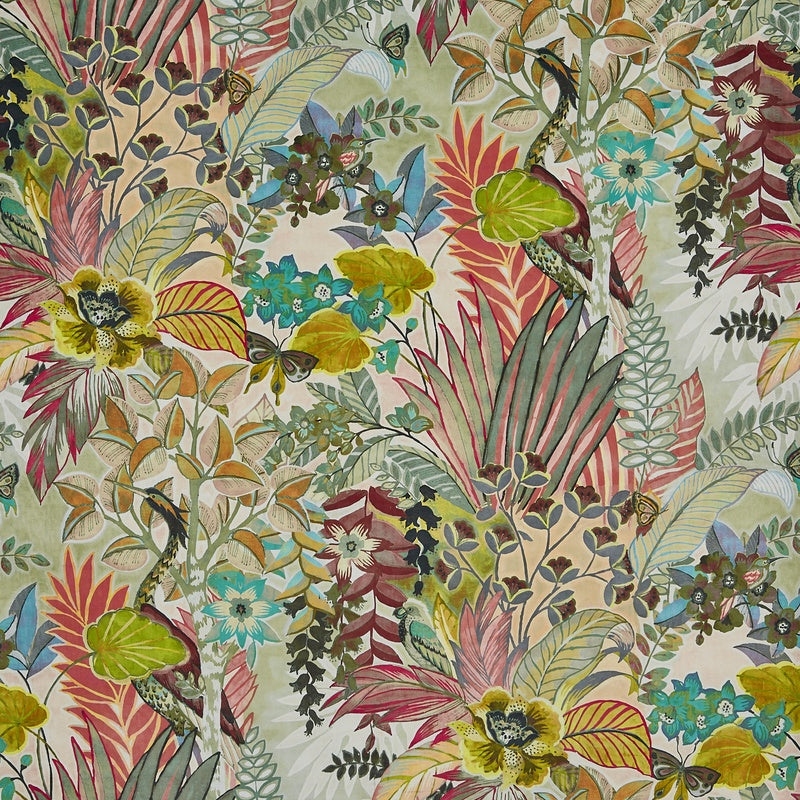 Prestigious Textiles Hidden Paradise Digitally Printed Velvet Fabric Pastel