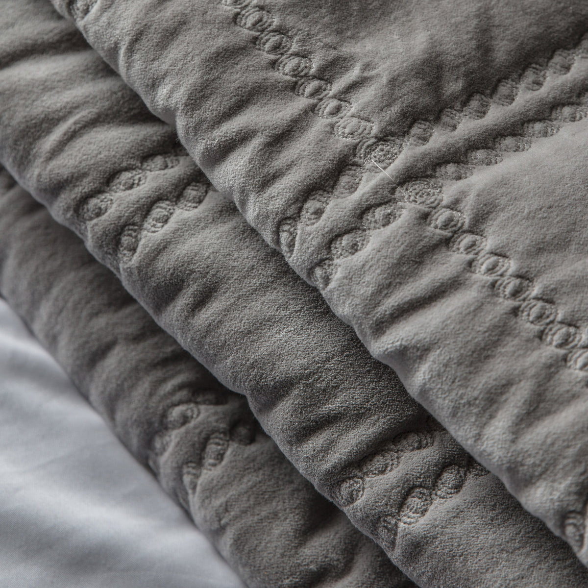 Quilted Cotton 240cm x 260cm Bedspread Grey