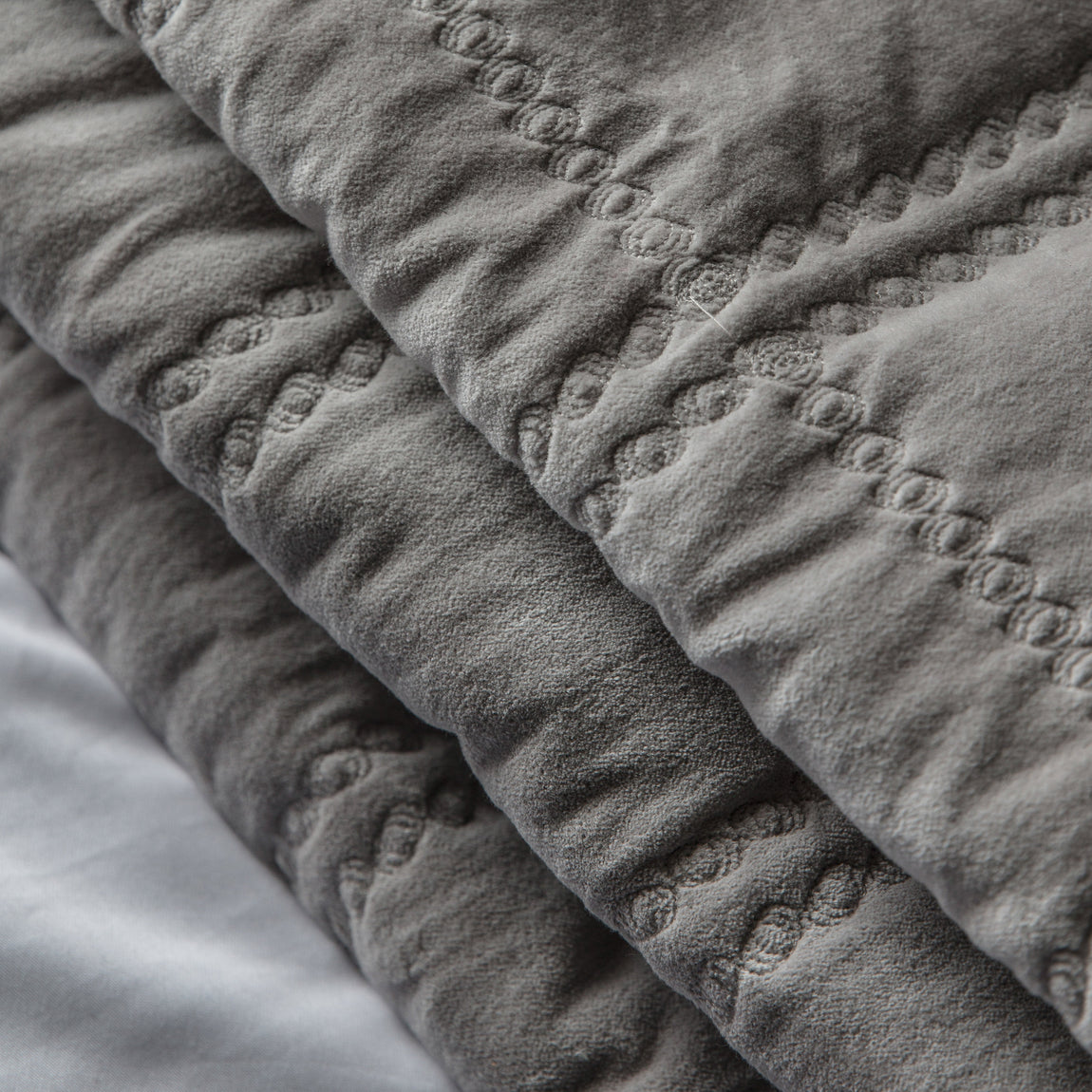 Quilted Cotton 240cm x 260cm Bedspread Grey