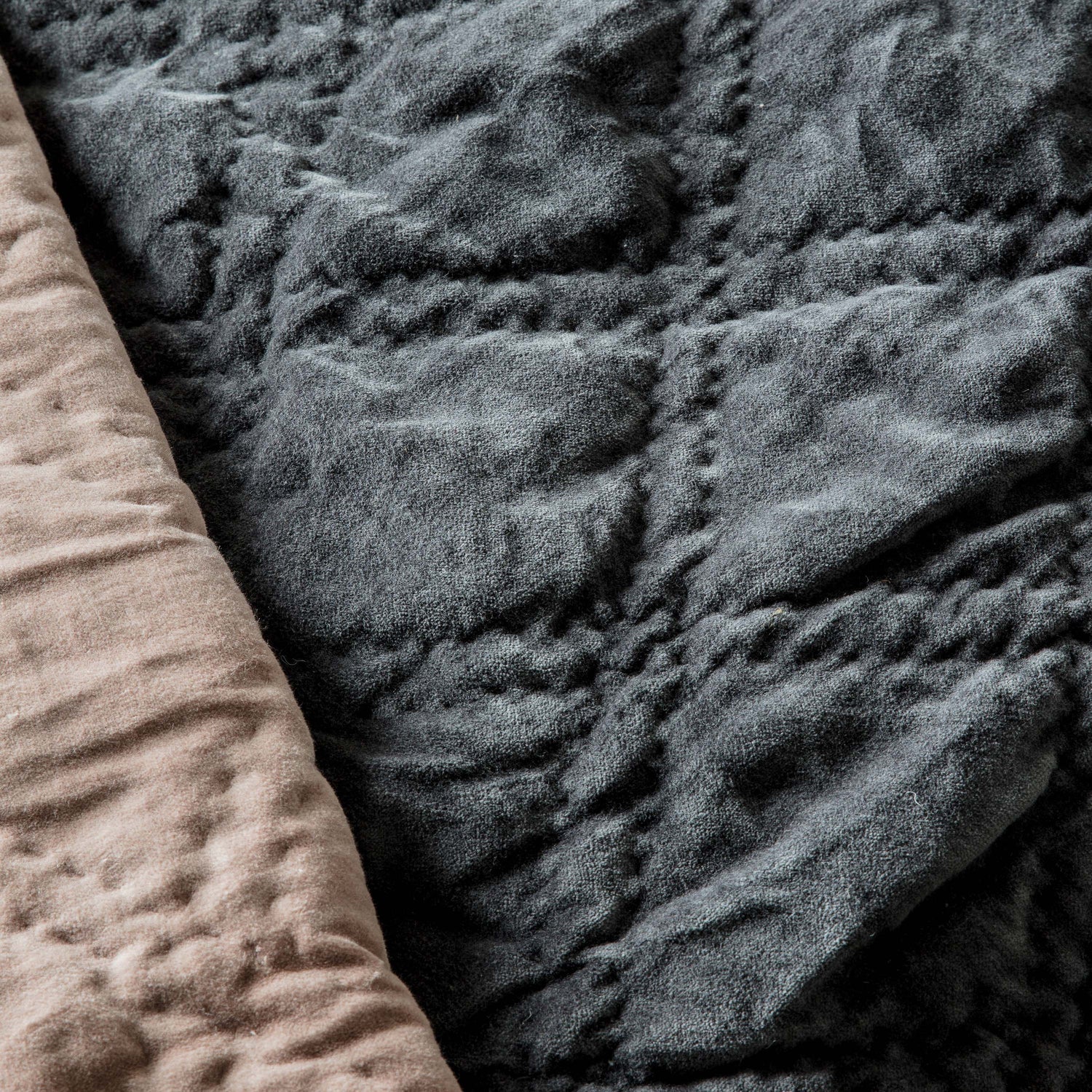 Quilted Cotton 240cm x 260cm Bedspread Charcoal