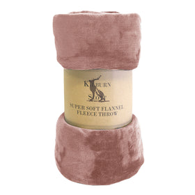 Rolled Flannel Fleece Throw 140cm x 180cm Blush