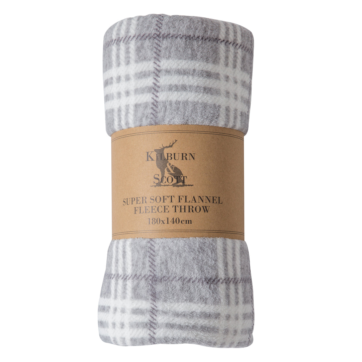 Checkmate Rolled Fleece Throw 140cm x 180cm Silver