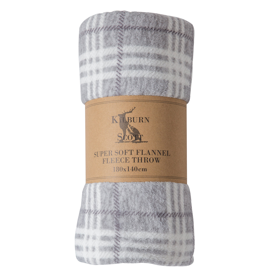 Checkmate Rolled Fleece Throw 140cm x 180cm Silver