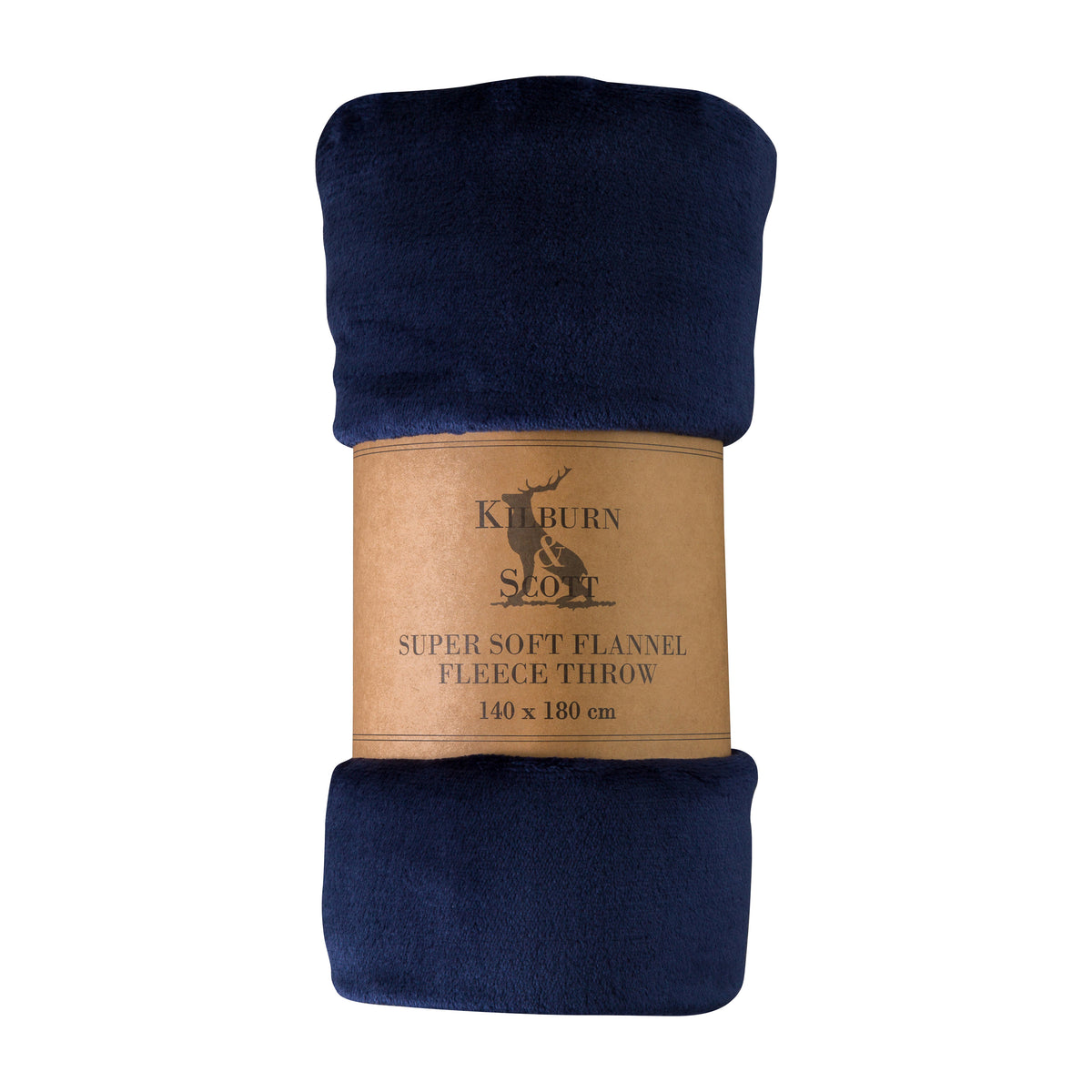 Rolled Flannel Fleece Throw 140cm x 180cm Ink