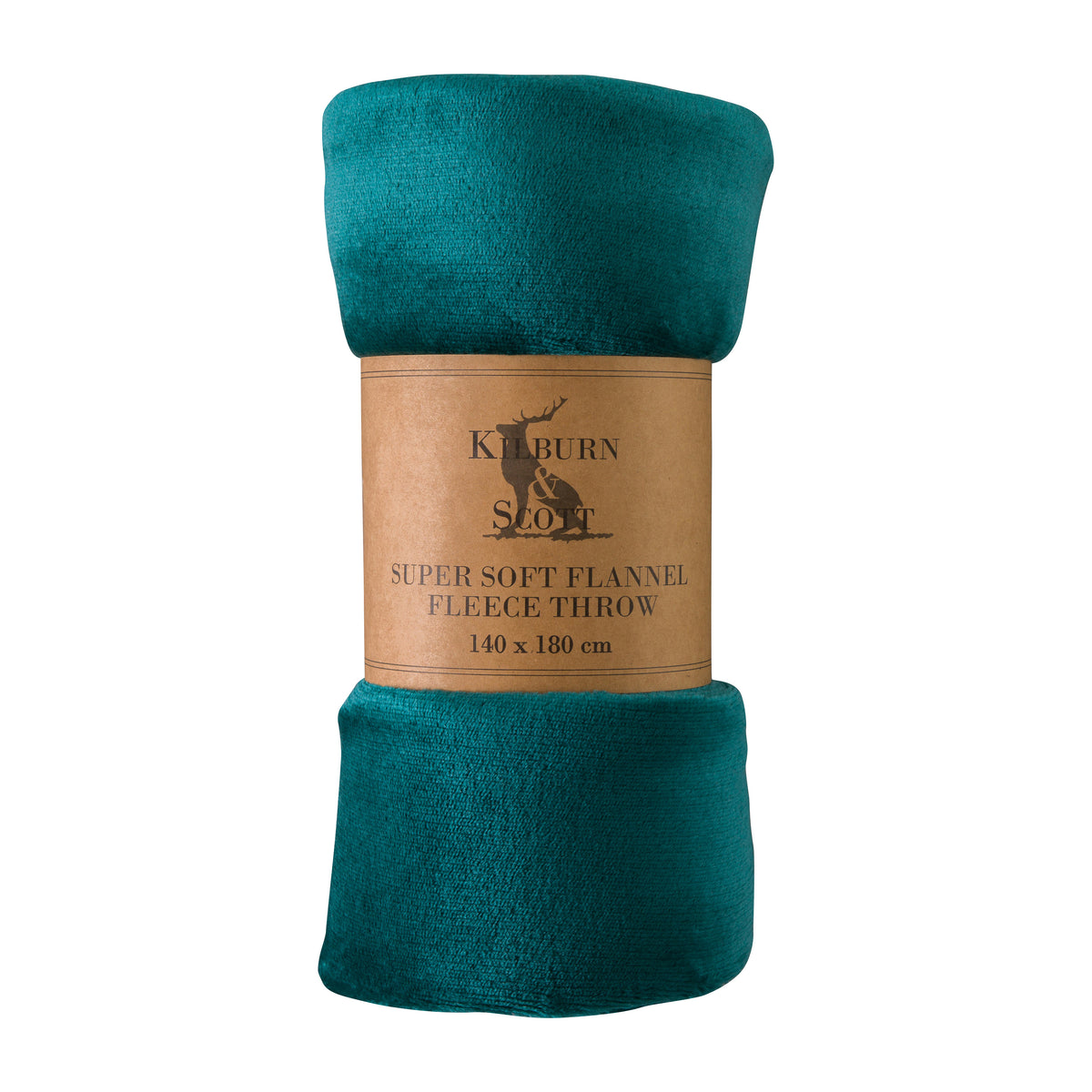Rolled Flannel Fleece Throw 140cm x 180cm Teal