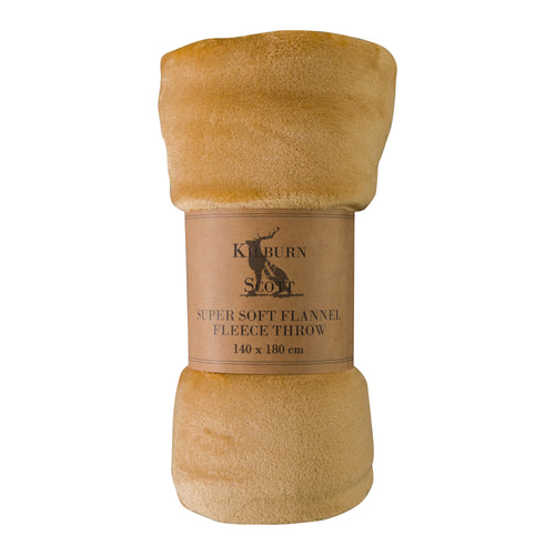 Rolled Flannel Fleece Throw 140cm x 180cm Camel