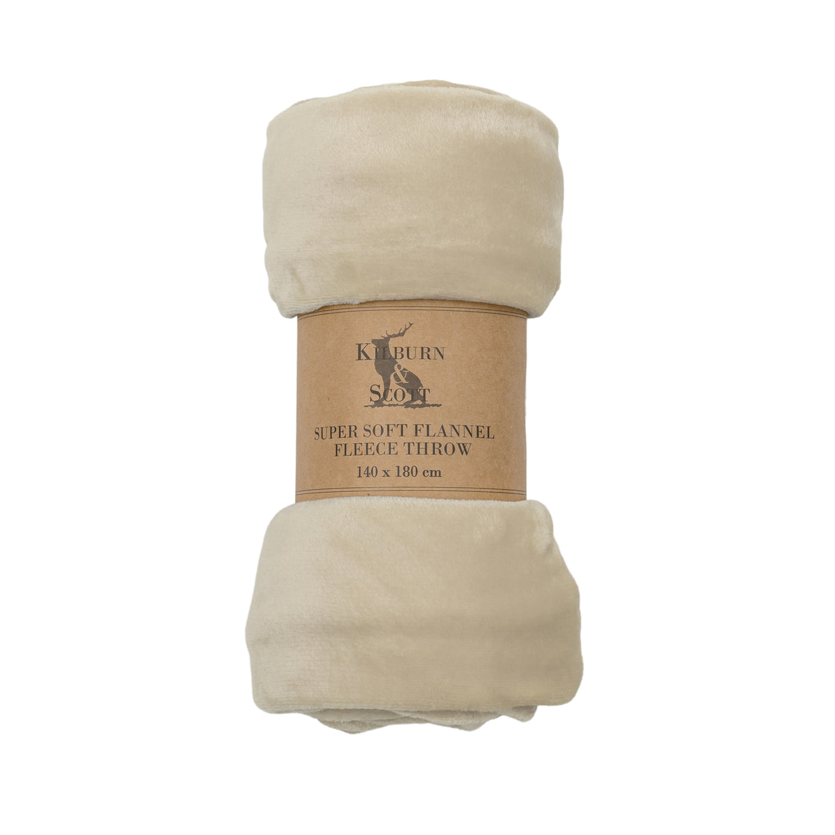 Rolled Flannel Fleece Throw 140cm x 180cm Oatmeal