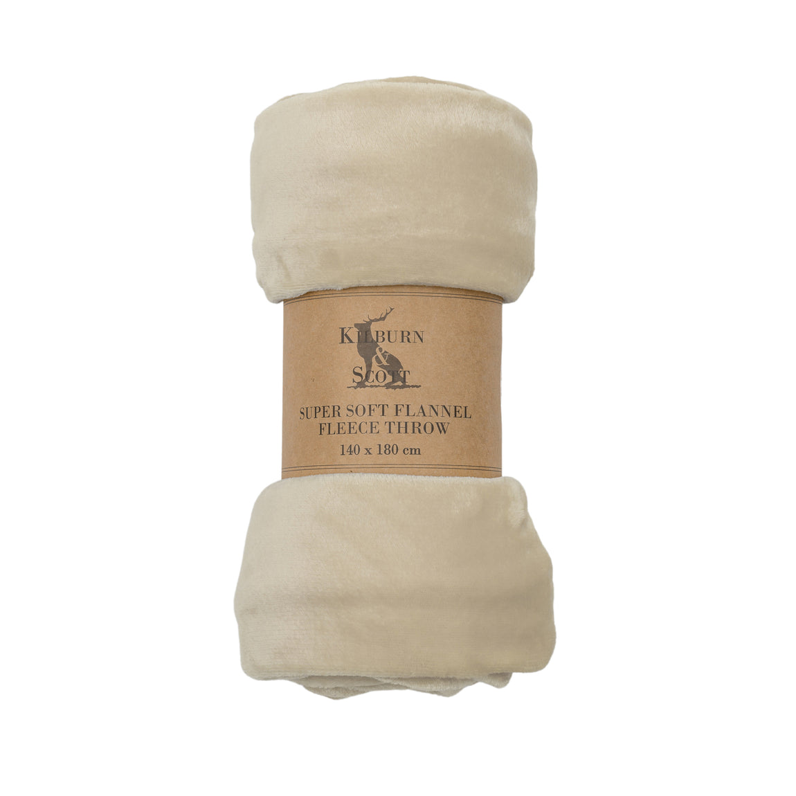 Rolled Flannel Fleece Throw 140cm x 180cm Oatmeal