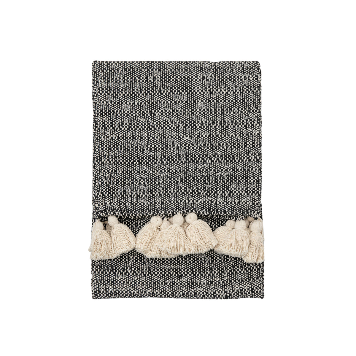 Woven Tassels Throw 130cm x 170cm Black