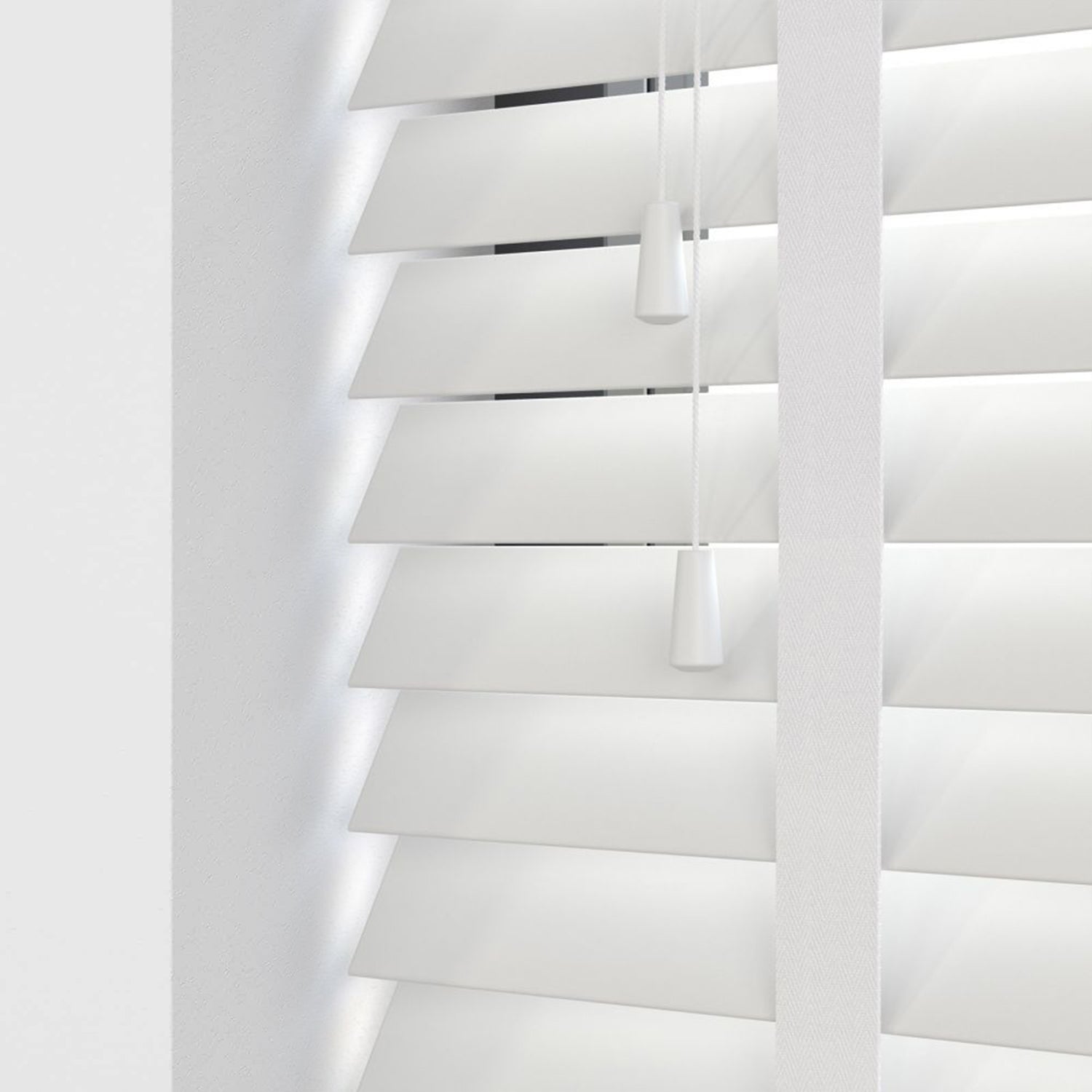 50mm Express Taped Faux Wooden Venetian Made To Measure Blind White