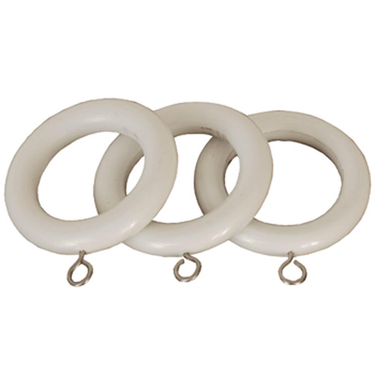 County 28mm Wooden Curtain Rings White