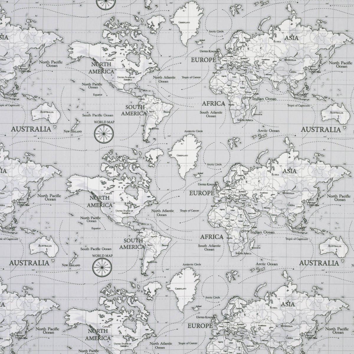 Maps PVC Fabric Grey