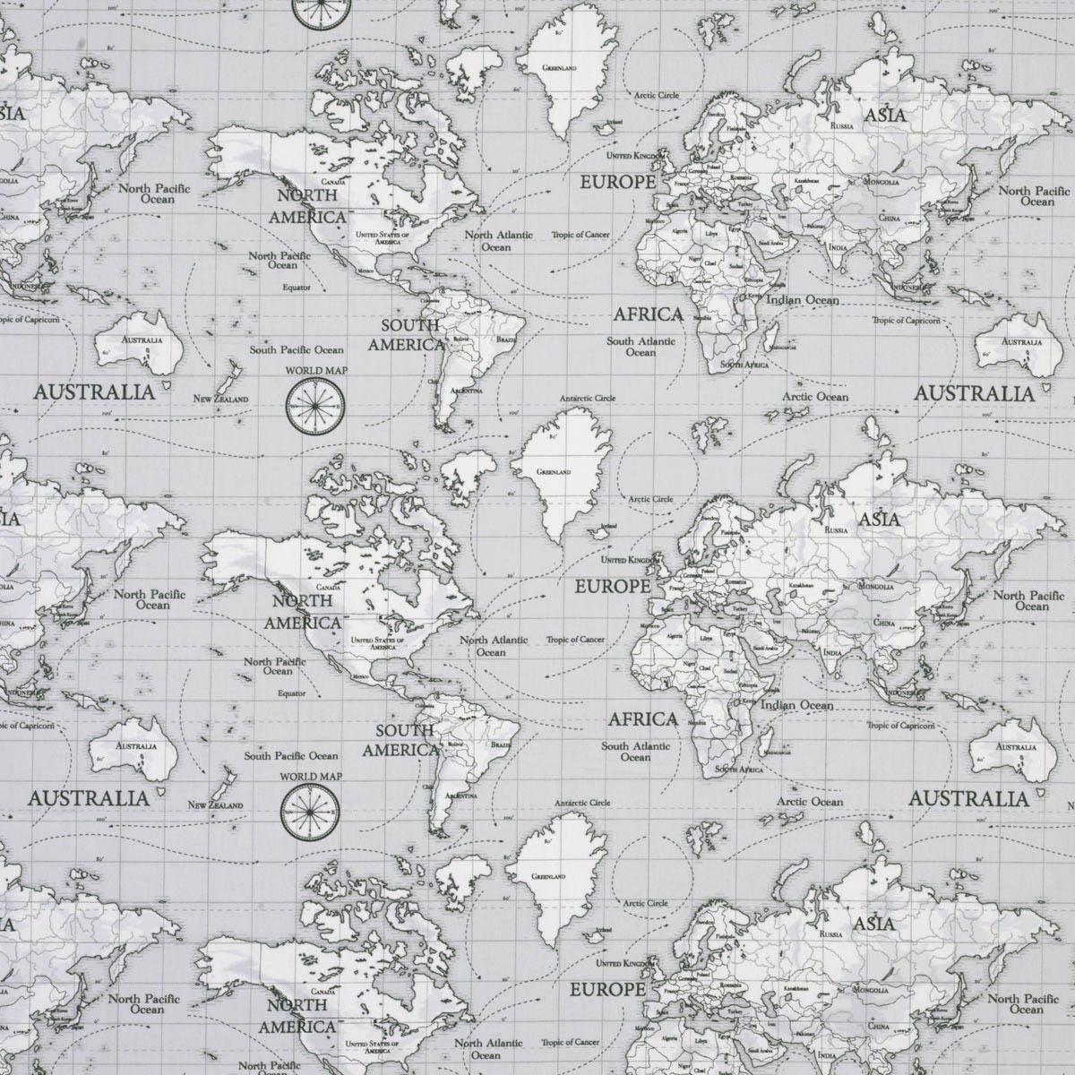 Grey Maps Fabric | Terrys