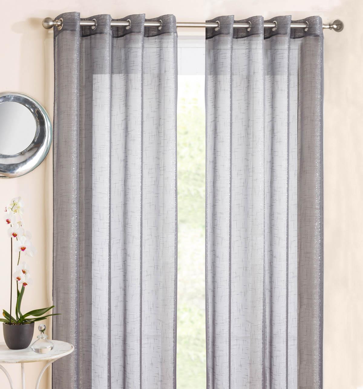 Marrakesh Eyelet Ready Made Single Voile Curtain Grey