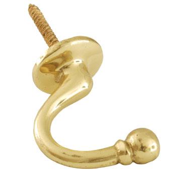 Palma Tie Back Hook Bright Brass