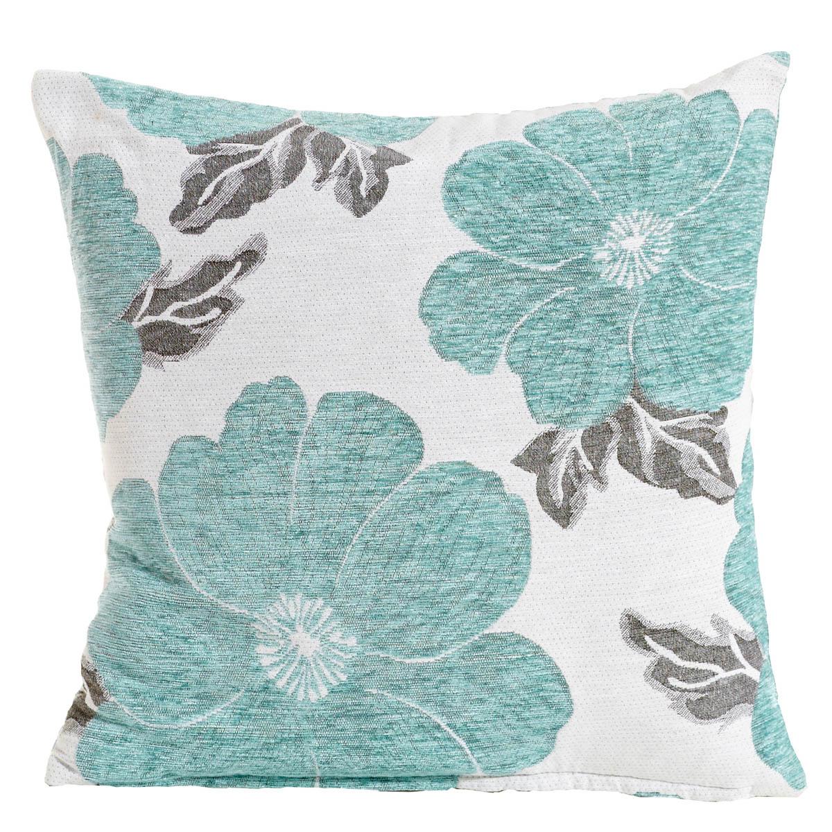 Poppy Chenille Filled Cushion 45cm x 45cm Blue