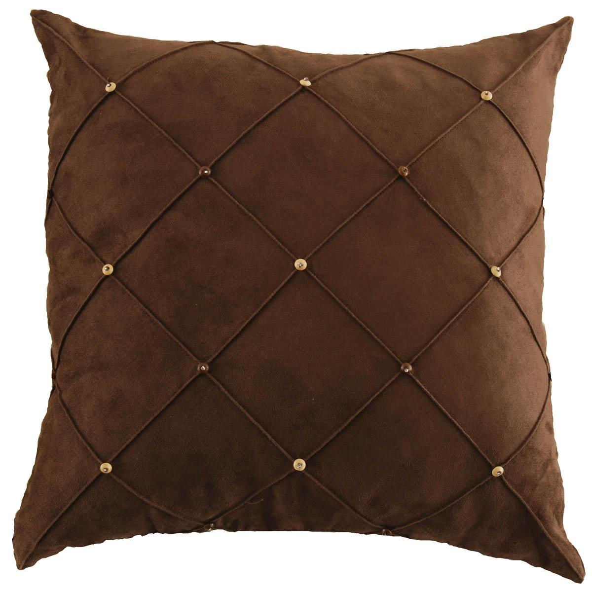 Suede Toggle Filled Cushion Chocolate