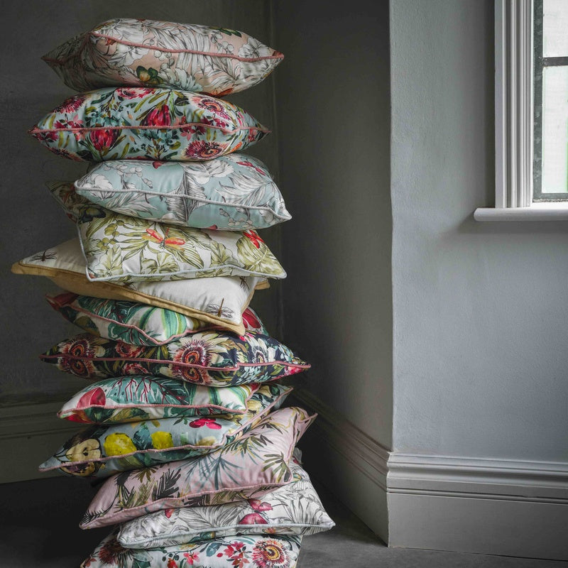 Clarke & Clarke Palm Velvet Fabric Blush