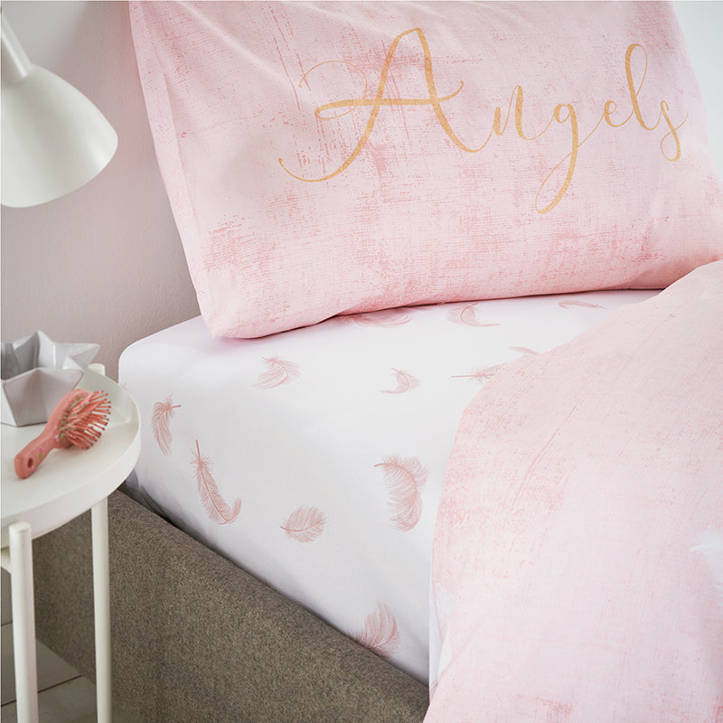 Catherine Lansfield Angel Fitted Sheet Blush