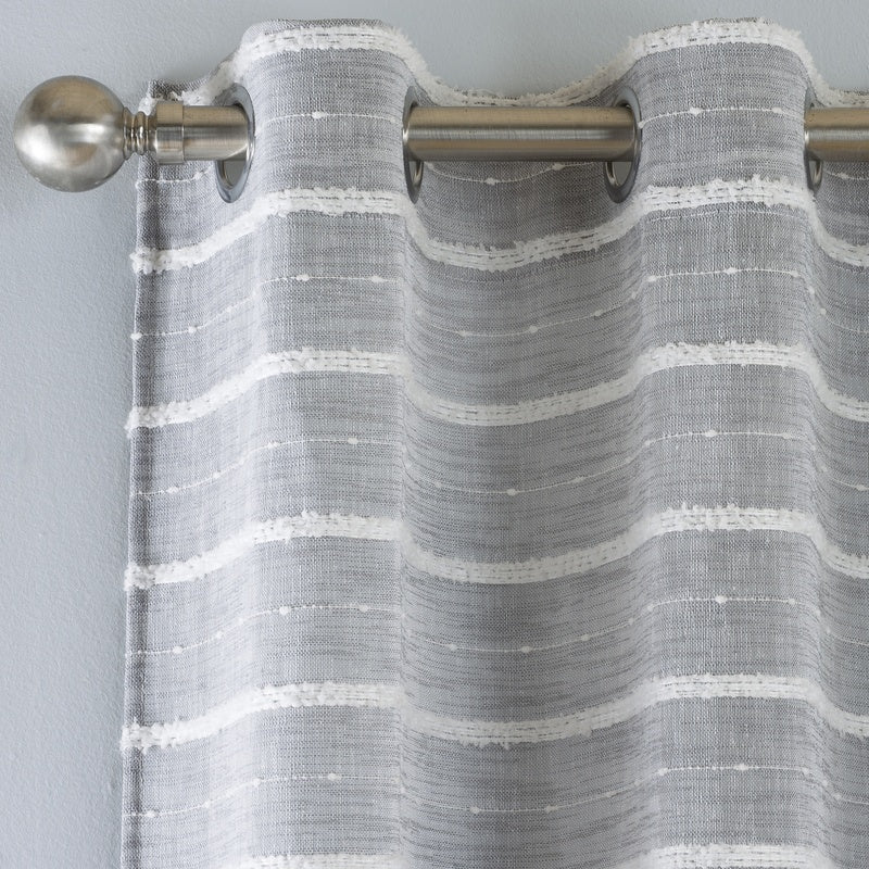 Antigua Eyelet Ready Made Single Voile Curtain Grey