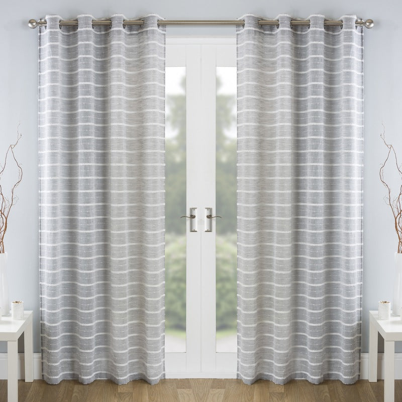 Antigua Eyelet Ready Made Single Voile Curtain Grey